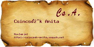 Csincsák Anita névjegykártya